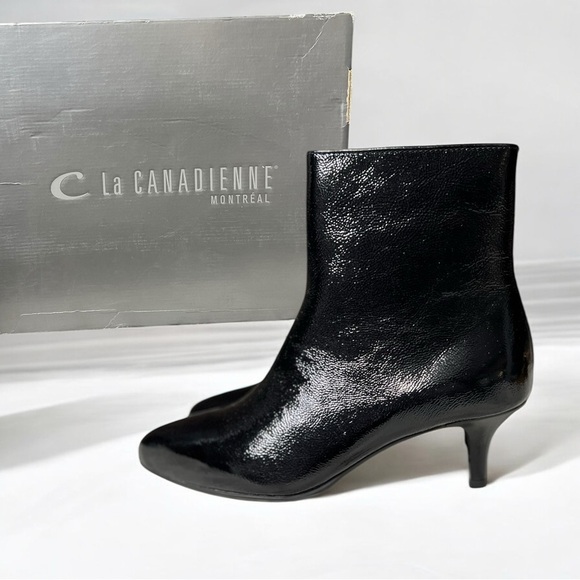 🌻NEW w.box La Canadienne "Davis" Black Leather Ankle Boots Size 6